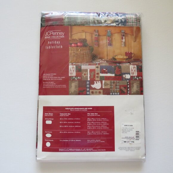 Rustic Christmas Vintage JC Penny Tablecloth Wildlife Cabin Bear Moose Woodland - Picture 5 of 8